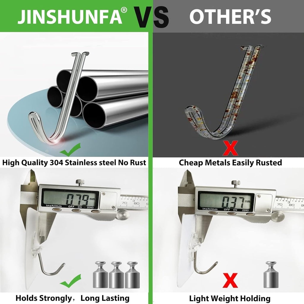 JINSHUNFA 12 Pack Heavy Duty Adhesive Wall Hooks, Waterproof Transparent No Drill Hooks
