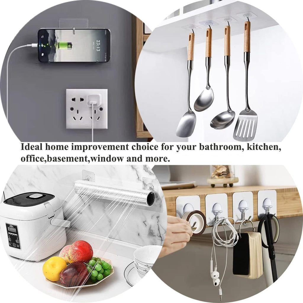 JINSHUNFA 12 Pack Heavy Duty Adhesive Wall Hooks, Waterproof Transparent No Drill Hooks